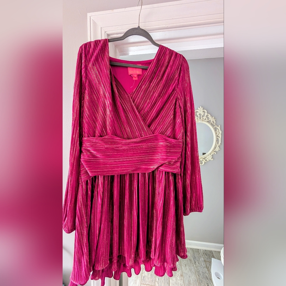 Lilly Pulitzer VGUC Size 14 Vibrant Pink Wrap 🩷 Dress